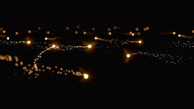 Cinematic fireflies glowing in the dark