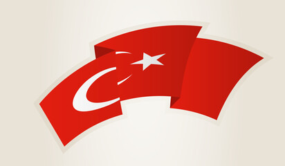Obraz premium Turkey Flag in Abstract Ribbon Shape, National Symbol of the Turkey.