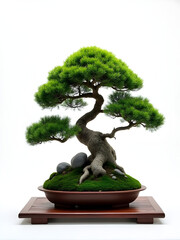 Artistic bonsai tree with twisted trunk symbolizing harmony and nature's elegance