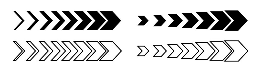 Dynamic moving arrow symbol. Moving arrows icon, blend effect, pointer, speed direction
