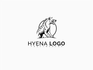 Fototapeta premium Elegant Vector Logo of a Hyena Head in Side View Silhouette. Great for Outdoor Branding, Rugged Patches, Sticker Artwork, Animal-Themed Company Logos, and T-Shirt Designs.