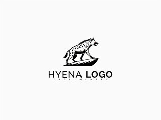 Black and White Vector Hyena Logo in Fierce Side Head View. Use in Bold Business Branding, Rugged Sticker Design, Adventure Label Identity, and Wildlife Patch Illustrations.

