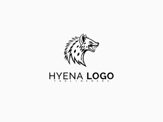 Black and White Hyena Head in Profile for Bold Logo Illustration. Use for Wildlife Sticker Packs, Rugged T-Shirt Brands, Fierce Label Design, or Iconic Adventure Brand Logos.

