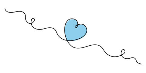 Heart one line art, hand-drawn heart, continuous contour, love concept. Feelings expression, festive enamored design romantic element Valentine's Day simple minimalist design. Editable stroke. 