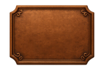 Obraz premium Copper plaque with ornate frame and transparent background, ideal for adding custom text or designs