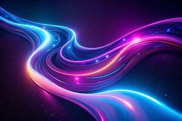 High-Resolution Abstract Neon Flow Vibrant Pink and Blue Swirling Design