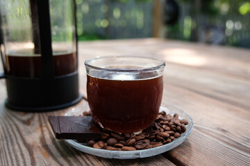 cup of coffee outside on a table