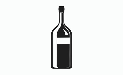 wine bottle silhouette, vector icon, black isolated