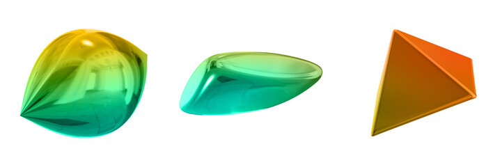 3D Abstract Shape Objects, 3d rendering metallic gradient shape design element, futuristic, shiny design