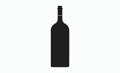 wine bottle silhouette, vector icon, black isolated