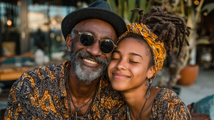 Teenage girl affectionately embraces her father while spending time together in an urban outdoor setting