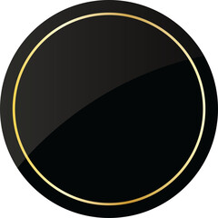 Glossy Black Button transparent Background