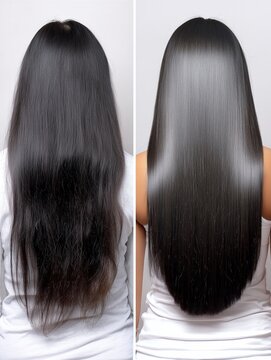 Transforming unmanageable hair into sleek and glossy locks at a salon