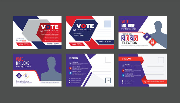modern political election postcard or eddm postcard design template set bundle. 