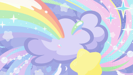 ユニコーンのためのメルヘンな背景イラスト_16:9