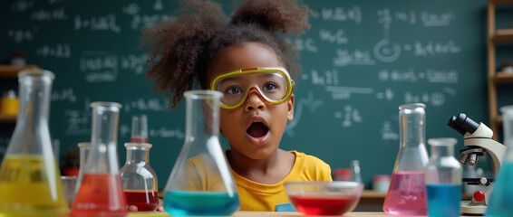 African child mastering chemistry, young scientist at work, kid exploring lab wonders  