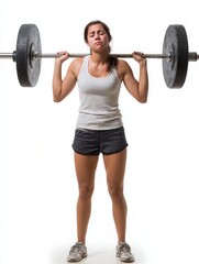 Young Woman Lifting Heavy Barbell for Strength Training Workout