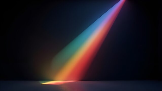 Rainbow light beam spotlight on a dark background.
 - Powered by Adobe