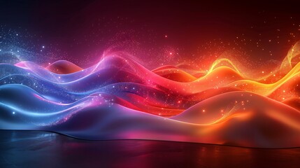Neon light inspired waves in different colors