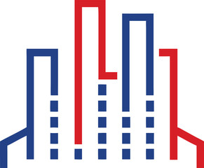 Abstract cityscape illustration with transparent background for versatile design applications