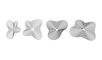  Set of abstract contour line shapes resembling organic or floral forms. Ideal for modern design, posters, branding, textiles, or scientific and topographic-style visuals.