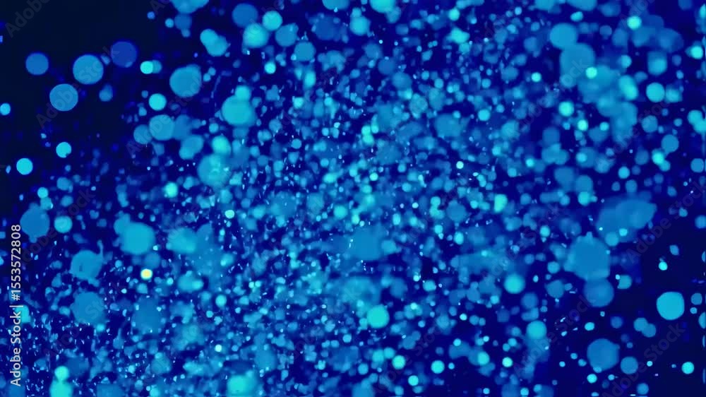 Aufkleber blue particles background with light spots and blurred bokeh effect - abstract digital motion design