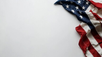 Vibrant red white and blue American flag waving against a plain background with copy space showcasing the national symbol of freedom independence and patriotism