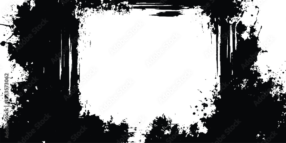 Poster grunge black frame on white background. vector black square grunge frame on a transparent background