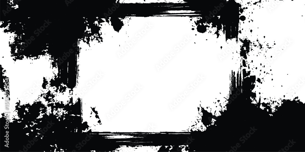 Poster grunge black frame on white background. vector black square grunge frame on a transparent background