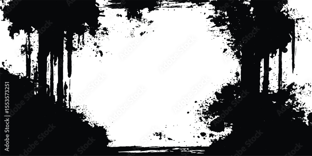 Poster grunge black frame on white background. vector black square grunge frame on a transparent background