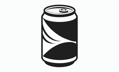 drink can icon, soda can vector, beverage container silhouette, tin can symbol, black isolated illustration