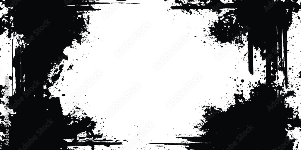 Poster grunge black frame on white background. vector black square grunge frame on a transparent background