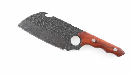 Wooden-handled kitchen knife on white