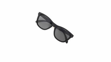 Stylish black sunglasses on a white background