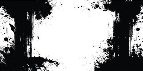 Grunge black frame on white background. Vector black square grunge frame on a transparent background.