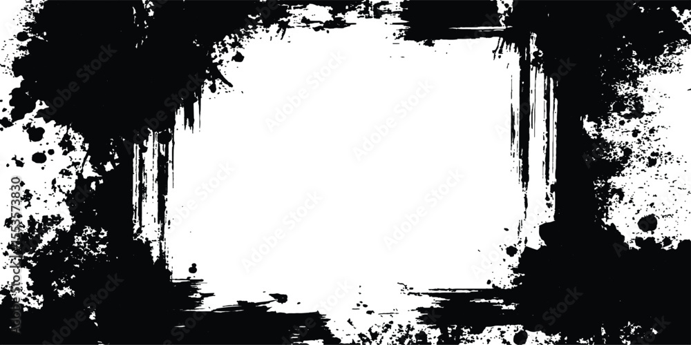 Poster grunge black frame on white background. vector black square grunge frame on a transparent background