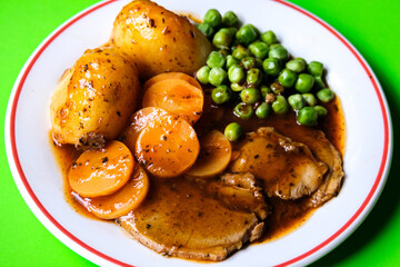 Traditional Roast Lamb And Vegetables Sunday Lunch