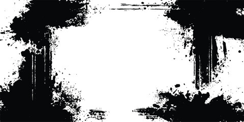 Grunge black frame on white background. Vector black square grunge frame on a transparent background.