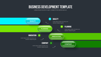 Visual Visualization 4 Element Diagram Presentation Template. Creative Planning Slideshow Layout Vector Illustration. Financial Performance Four Step Infographic Slide Design.