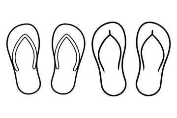 summer pair of flip flops Line art isolated on white Background