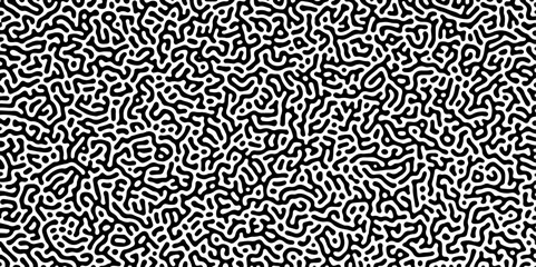 Fototapeta premium Diffusion reaction seamless vector pattern. Natural seamless line pattern. Linear design with biological shapes. Reaction-diffusion or truing pattern formation. abstract truing organic wallpaper. 