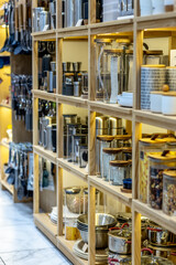 Home goods on the shelves of a shopping center