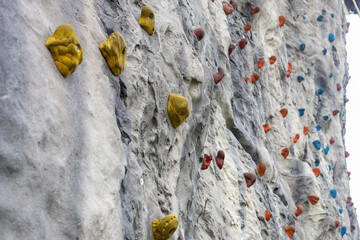 indoor wall climbing holders on close up