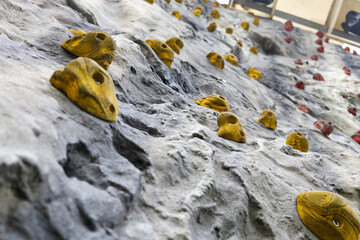 indoor wall climbing holders on close up