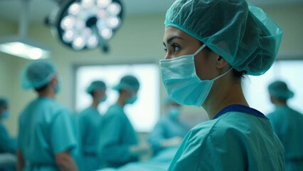 Nurse in protective mask. Close up. 