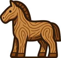 Wooden Toy Horse Illustration with Minimalist Design and Texture