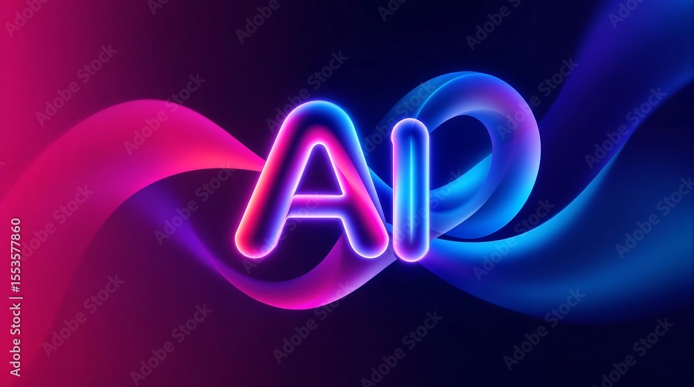 Poster ai artificial intelligence neon glow background technology innovation future tech design concept
