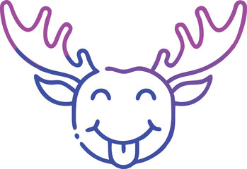 Cute moose head shows its tongue in a playful and charming expression