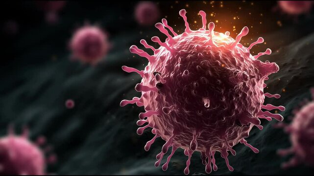 Microscopic viral cells multiplying rapidly, spreading infectious disease through intricate cellular networks representing potential global health crisis or pandemic threat