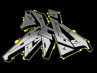 graffiti h, illustration of letter h with cool wild graffiti pattern and bright colors